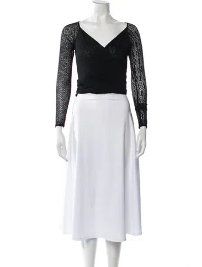 Pre-owned Gemsun Patterned V-neck Top In Black