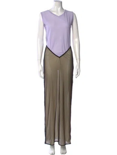 Pre-owned Gemsun Printed Long Dress In Neutral