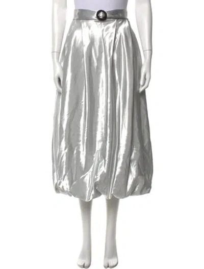 Pre-owned Gemsun Satin Midi Length Skirt W/ Tags In Gray