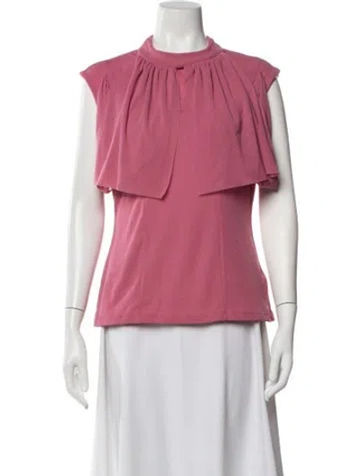 Pre-owned Gemsun Silk Mock Neck Top In Pink