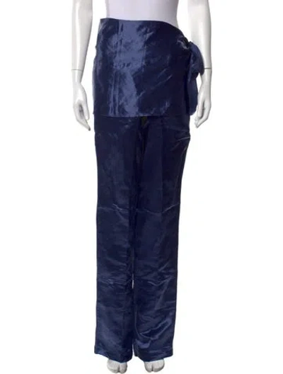 Pre-owned Gemsun Silk Wide Leg Pants W/ Tags In Blue