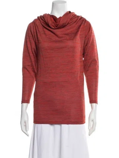 Pre-owned Gemsun Striped Cowl Neck Top W/ Tags In Orange