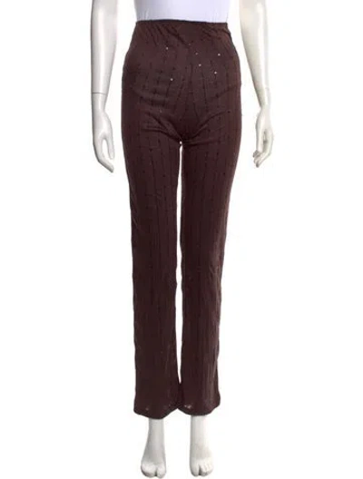 Pre-owned Gemsun Striped Straight Leg Pants In Brown