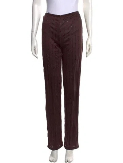 Pre-owned Gemsun Striped Straight Leg Pants In Brown