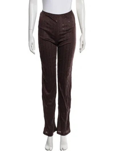 Pre-owned Gemsun Striped Straight Leg Pants In Brown