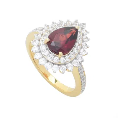 Gem-treasures Gem Treasures 18k Vermeil 3.12ctw Mozambique Red Garnet & Zircon Ring