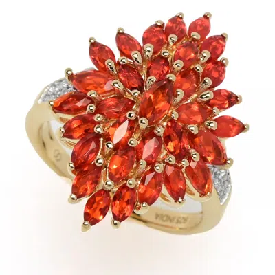 Gem-treasures Gem Treasures 2.70ctw Crimson Fire Opal & Zircon Waterfall Ring In Multi