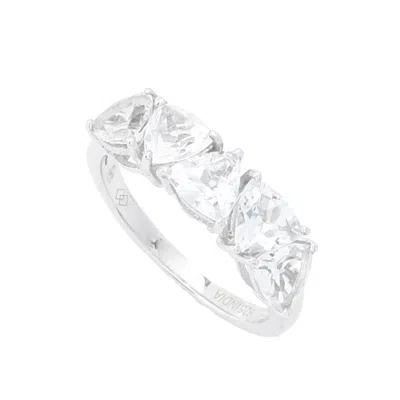 Gem-treasures Gem Treasures 2.75ctw Trillion Cut White Topaz 5-stone Ring In Multi