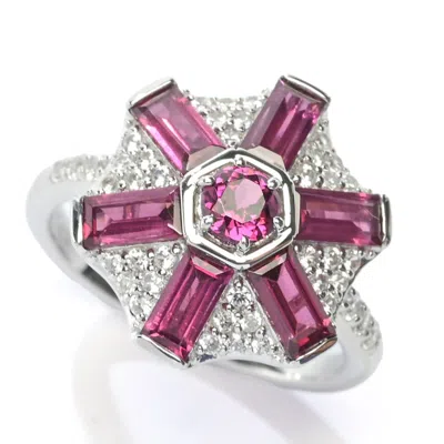 Gem-treasures Gem Treasures Choice Of Gemstone & White Zircon Pinwheel Ring In Multi