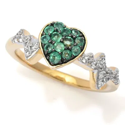 Gem-treasures Gem Treasures Choice Of Precious Gemstone & Zircon Heartbeat Ring In Gold