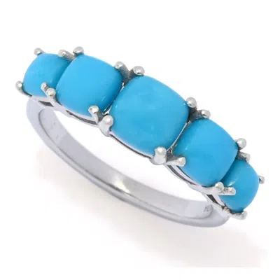 Gem-treasures Gem Treasures Sleeping Beauty Turquoise Graduated 5-stone Ring In Blue