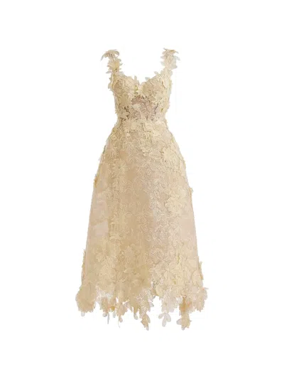 Gemy Maalouf 3d Floral-appliqué Cage Dress In Neutral