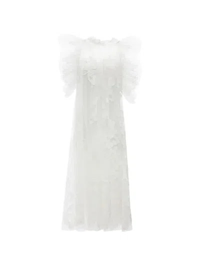 Gemy Maalouf A-line Embroidered Midi Dress In White