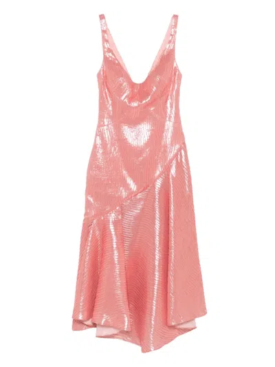 Gemy Maalouf Asymmetric-hem Midi Dress In Pink