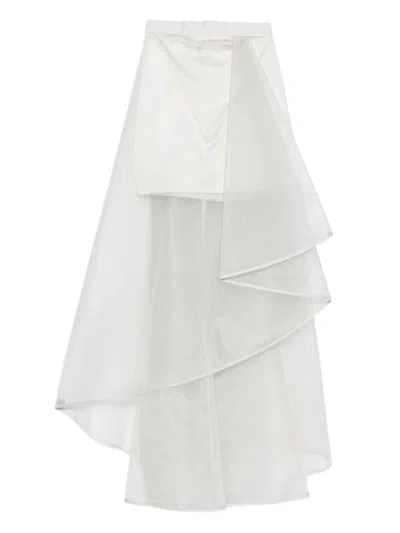 Gemy Maalouf Asymmetric Layered Skirt In White