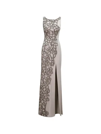 Gemy Maalouf Asymmetrical Bead-embellished Gown In Gray