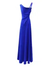 Gemy Maalouf Asymmetrical Cowl-neck Gown In Blue