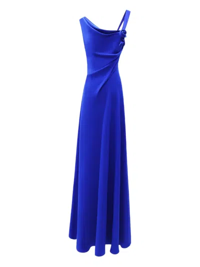 Gemy Maalouf Asymmetrical Cowl-neck Gown In Blue