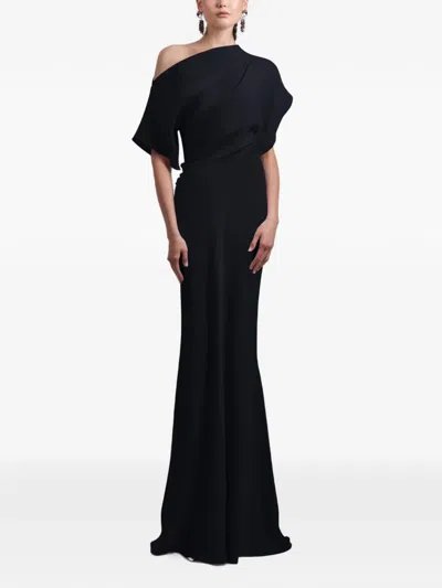 Gemy Maalouf Asymmetrical Draped Maxi Dress In Black
