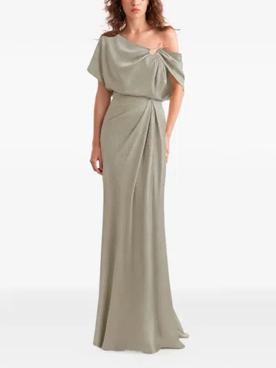 Gemy Maalouf Asymmetrical-draped Maxi Dress In Gray
