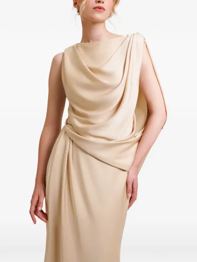 Gemy Maalouf Asymmetrical Draped Maxi Dress In Neutral