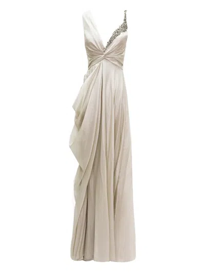 Gemy Maalouf Asymmetrical Draped Maxi Dress In Neutral