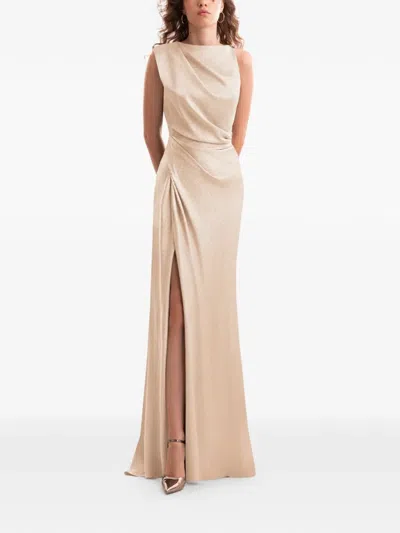 Gemy Maalouf Asymmetrical-draped Maxi Dress In Neutral