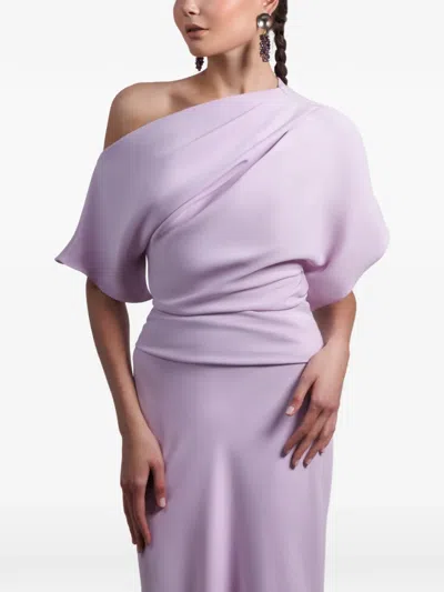 Gemy Maalouf Asymmetrical Draped Maxi Dress In Purple