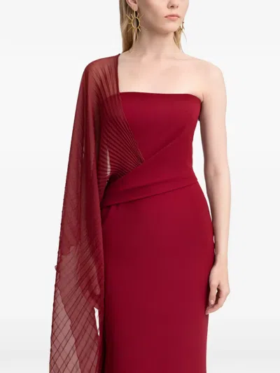 Gemy Maalouf Asymmetrical Draped Maxi Dress In Red