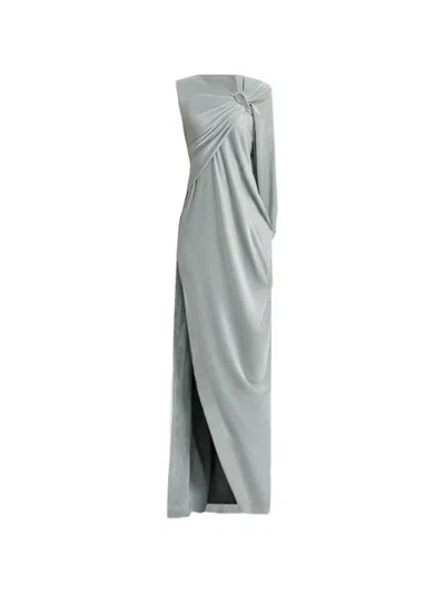 Gemy Maalouf Asymmetrical Draped-sleeve Dress In Gray