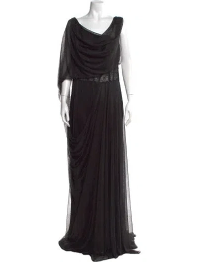 Pre-owned Gemy Maalouf Asymmetrical Long Dress In Black