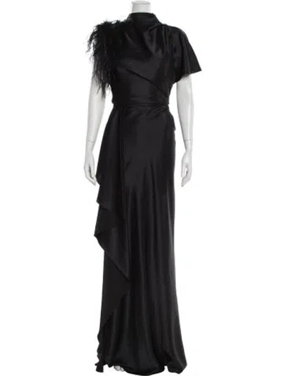Pre-owned Gemy Maalouf Asymmetrical Long Dress In Black