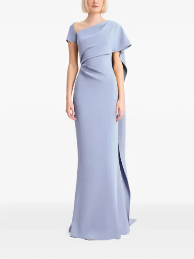 Gemy Maalouf Asymmetrical Neckline Dress In Blue