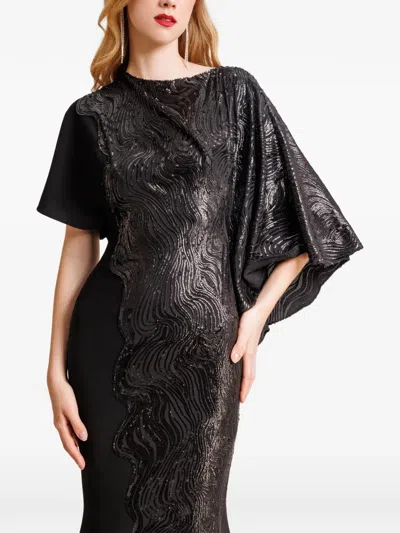 Gemy Maalouf Asymmetrical Neckline Maxi Dress In Black