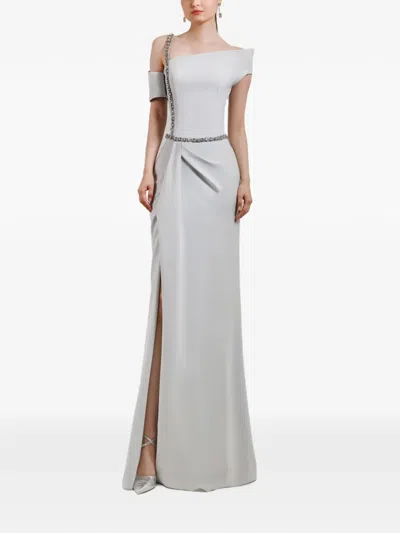 Gemy Maalouf Asymmetrical Neckline Maxi Dress In Gray