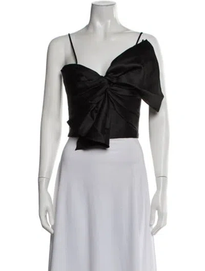 Pre-owned Gemy Maalouf Asymmetrical Sleeveless Crop Top In Black