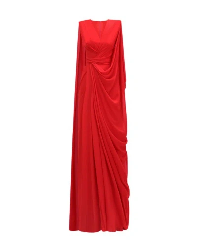 Gemy Maalouf Asymmetrical V-neckline Dress - Long Dresses In Red