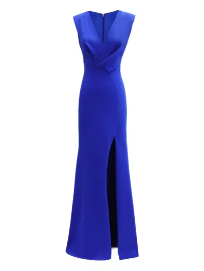 Gemy Maalouf Asymmetrical-waist Maxi Dress In Blue