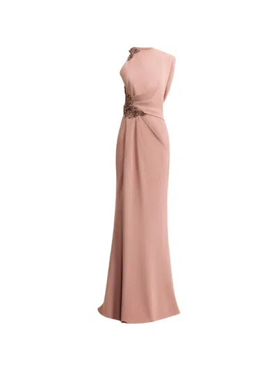 Gemy Maalouf Asymmetrical-neckline Draped Maxi Dress In Pink