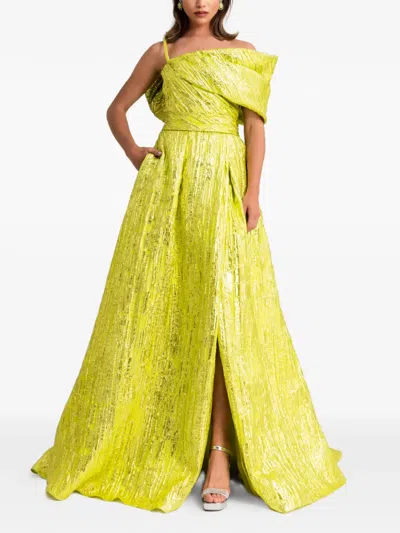 Gemy Maalouf Back-bow Maxi Dress In Yellow