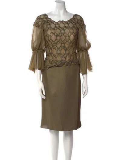 Pre-owned Gemy Maalouf Bateau Neckline Knee-length Dress W/ Tags In Green