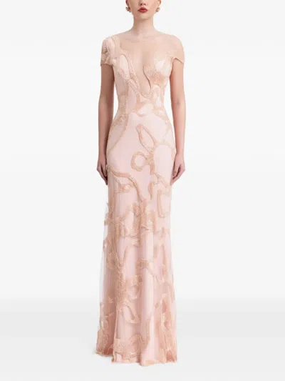 Gemy Maalouf Bead-embellished Dress In Pink
