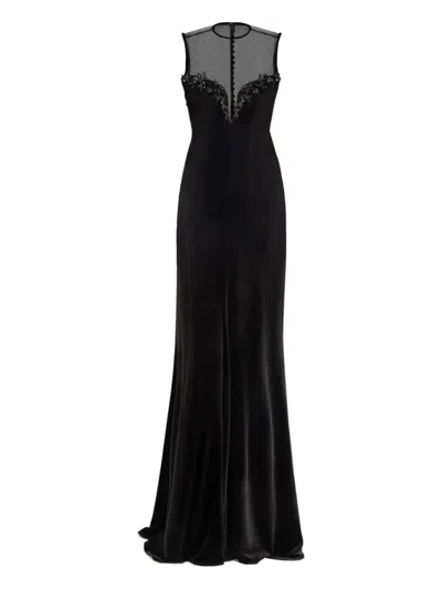 Gemy Maalouf Bead-embellished Velvet Dress In Black