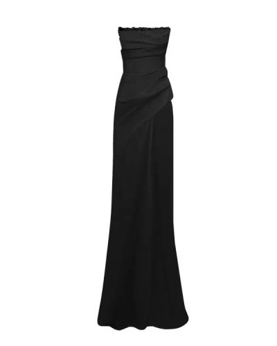 Gemy Maalouf Beaded Black Strapless Dress - Long Dresses