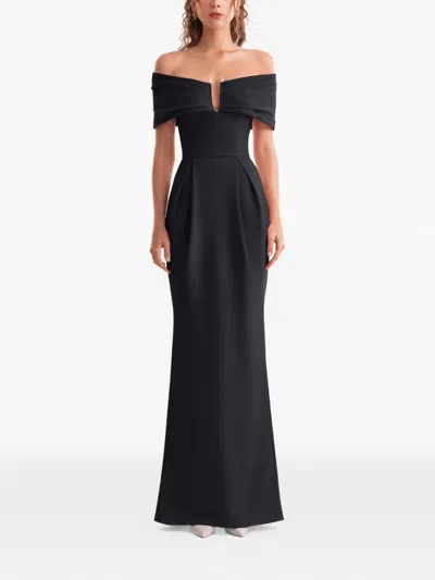 Gemy Maalouf Beaded Buckle Off-shoulder Dress In Black