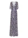 Gemy Maalouf Beaded Cape Dress In Blue