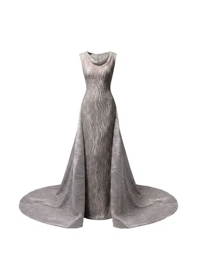 Gemy Maalouf Beaded Cowl-neck Dress In Gray