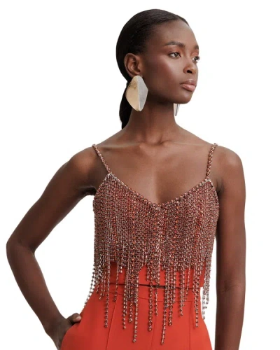 Gemy Maalouf Beaded Cropped Top - Tops In Brown