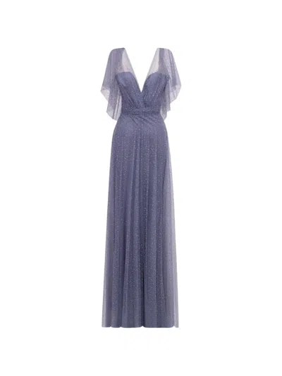 Gemy Maalouf Beaded Draped Dress In Purple