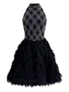 Gemy Maalouf Beaded High-collar Dress In Black